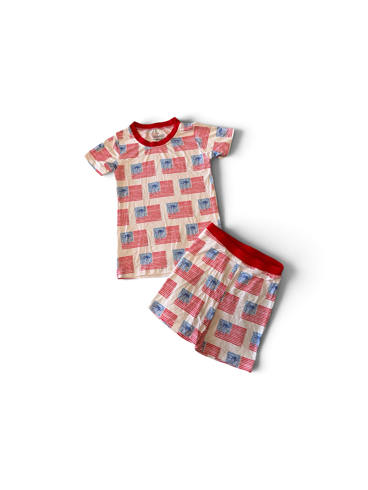 American Flag with Blue Bow